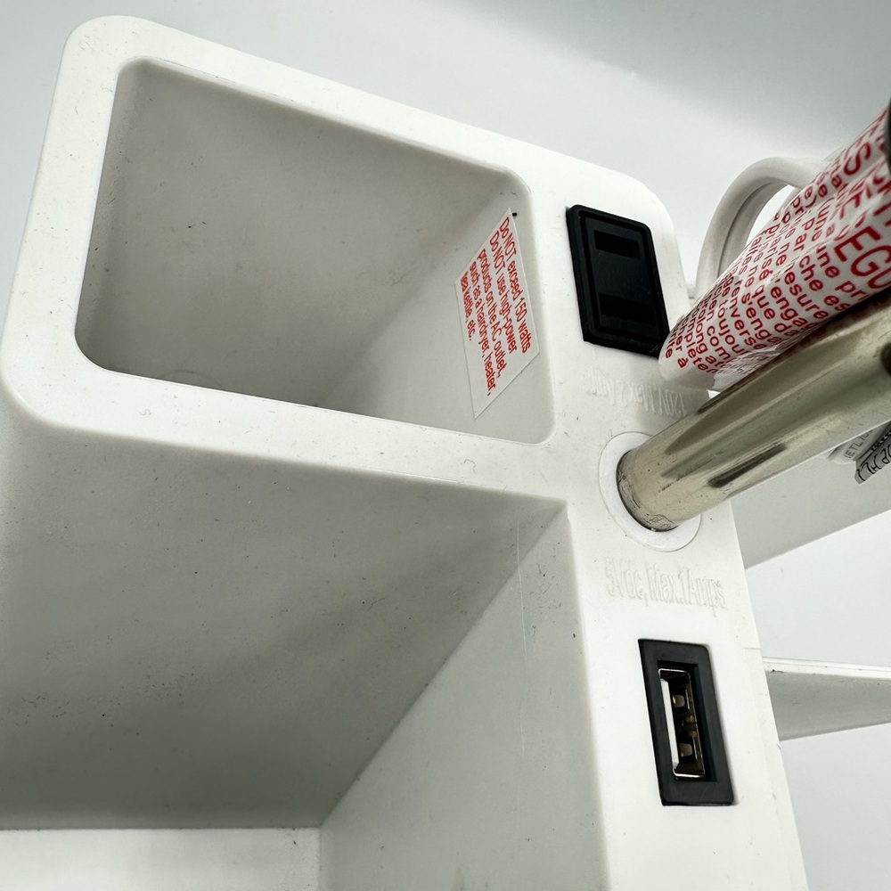 Room Essentials Organizer Task Lamp White With USB Port (Incl LED Light Bulb) - Picture 3 of 7